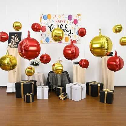 Red Gold Round Foil Balloons - Image 8