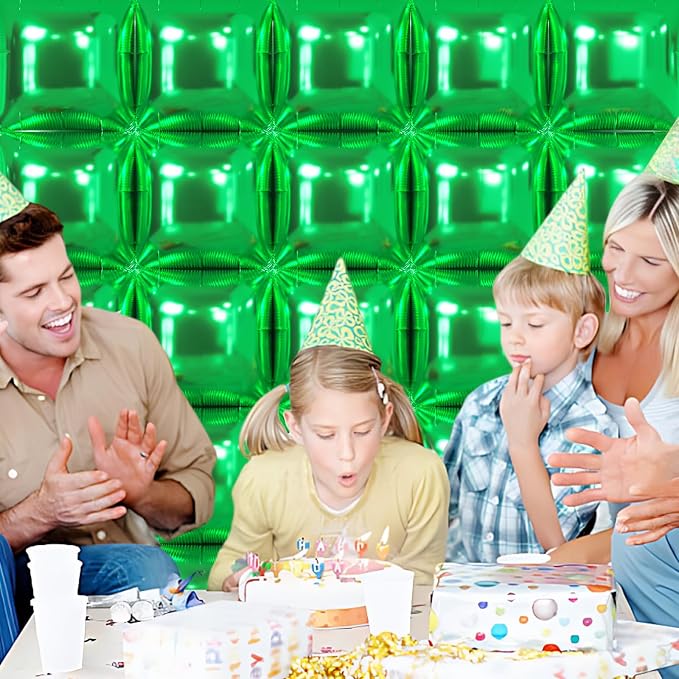 NISOCY 25PCS Metallic Green Square Foil Balloons Wall Backdrop | Double Sided - Image 7