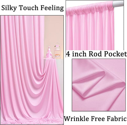30ft x 10ft Wrinkle Free Pink Backdrop Curtains, 6 Panels 5x10ft Polyester - Image 2
