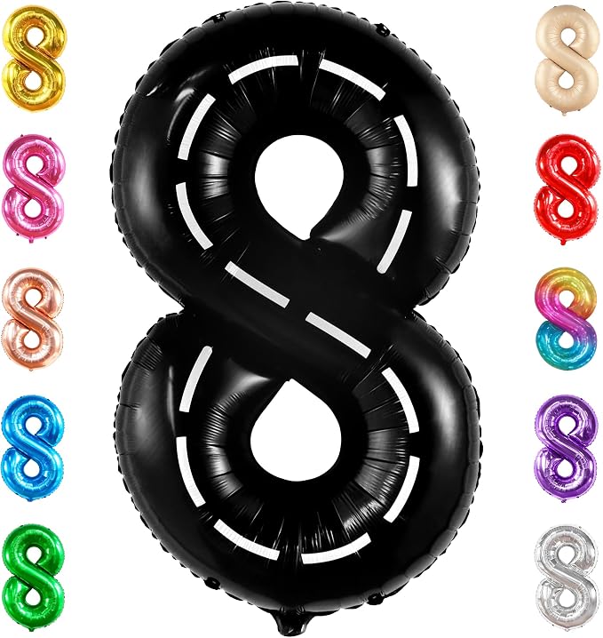 KatchOn Number 8 Check Balloon 40 Inch, 8 Construction Balloon Decor | 8th Road by KatchOn