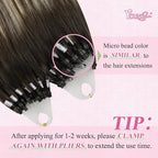 YoungSee Micro Bead Hair Extensions Real Human Hair Balayage Micro Ring Hair Extensions Human Hair Ombre Dark Brown to Blonde Beaded Hair Extension 22 Inch for Date Nights 50g 50s