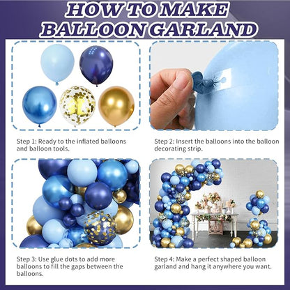Graduation Balloon Arch Kit Blue and Gold Balloon Garland Royal Pastel Light - Image 7