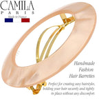 Camila Paris CP3258 French Hair Barrette Clip for Girls, Round Handmade Pink, Strong Hold Grip Hair Clips for Women, No Slip and Durable Styling Girls Hair Accessories, Made in France