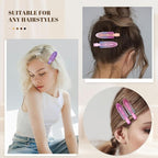 10 Pcs Creaseless No Crease No Bend Flat Hair Clips For Styling Non Slip Makeup Clips For Women Salon Hairstyle,Assorted Purple Pink