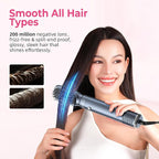 6 in 1 Hair Dryer Brush, Detachable Air Styler, 3 Heat Settings Blow Dryer Brush Frizz-Free Volumizing, Straightening, Curling ALCI Safety Plug for Travel & Home Styling (Blue)