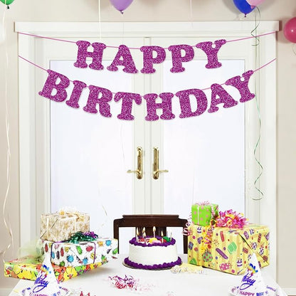 Purple Happy Birthday Banner Birthday Party Decorations Happy Birthday Banner - Image 2