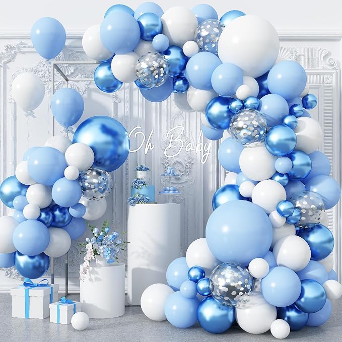 Blue Balloon Arch Kit 86Pcs Pastel Blue White Balloons Garland Kit by Domgoge