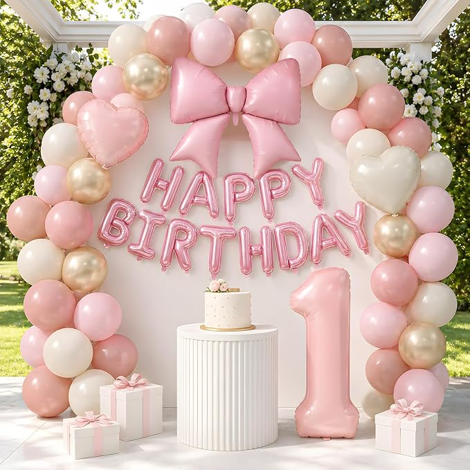 Dusty Pink Number 1 Balloon, 1st Birthday Decorations - Image 6