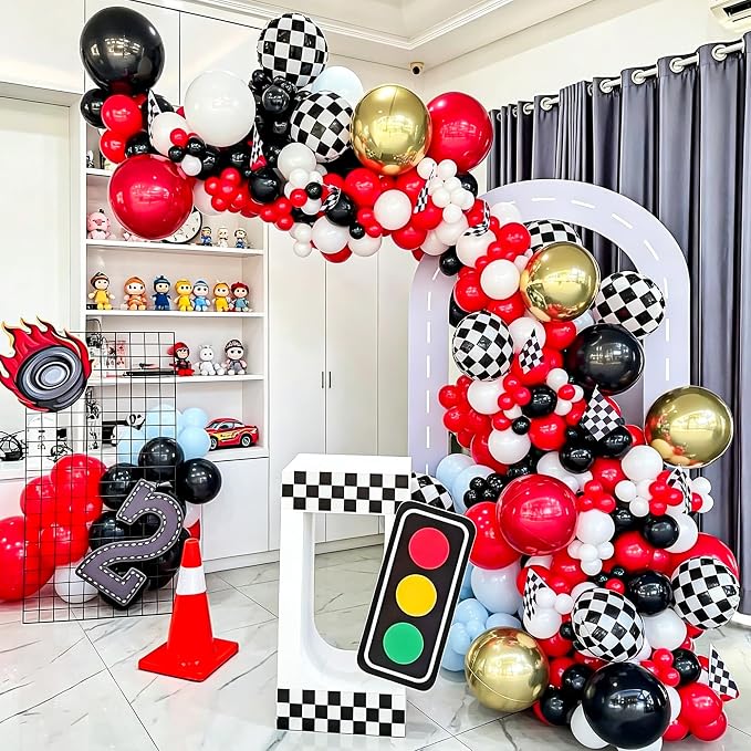 12 Pcs Checkered Balloons, 18 Inch Black and White Checkered Flag Foil Mylar - Image 7