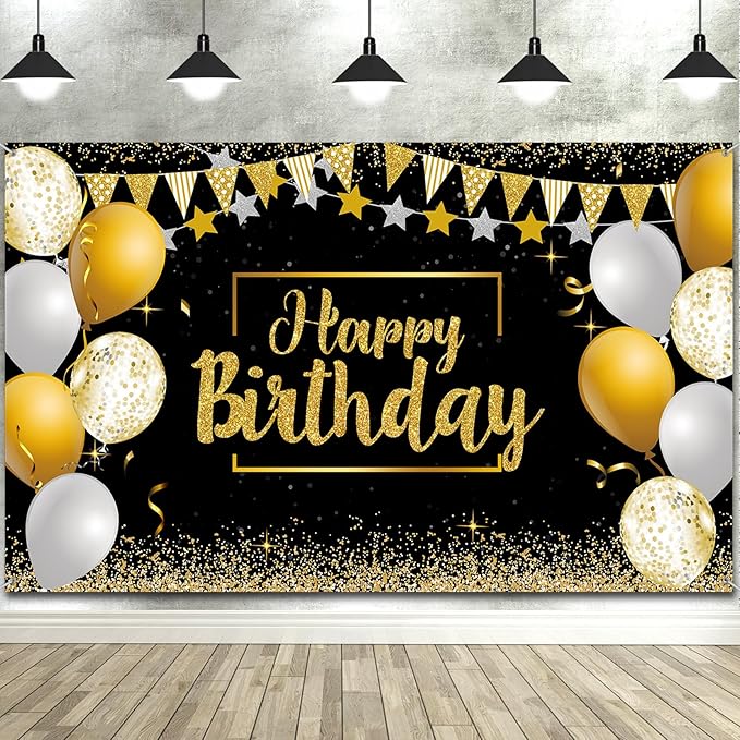 Tatuo Happy Birthday Decorations Backdrop Banner by Tatuo