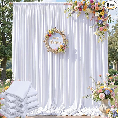 40×12ft White Wrinkle Free Backdrop Curtain, Soft Silky Easy to Drape Wedding by ENJOYYOURPARTY