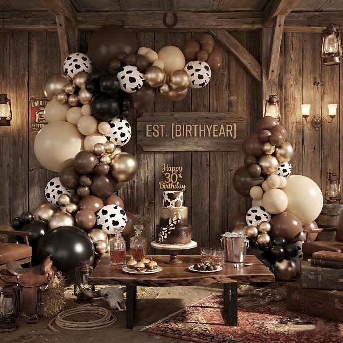 Western Cowboy Brown Balloon Arch Kit, Cowgirl Party Decoration | Neutral Gold - Image 3