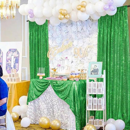 6x8FT Glitter Green Sequin Backdrop Curtain - Image 2
