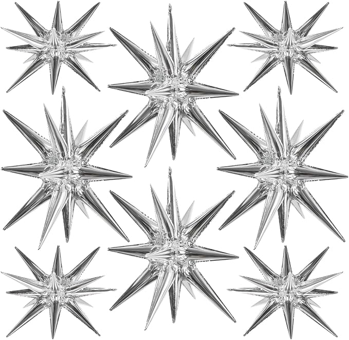 TONIFUL 8 Pcs Explosion Star Balloons Silver Foil Balloon Party Decorations | 2 by TONIFUL
