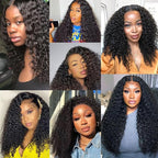 Curly Clip in Hair Extensions for Black Women Brazilian Virgin Human Hair Clip in Extensions 8Pcs Kinky Curly Clip ins Human Hair with 18Clips Double Lace Weft 120g 24nch Natural Black