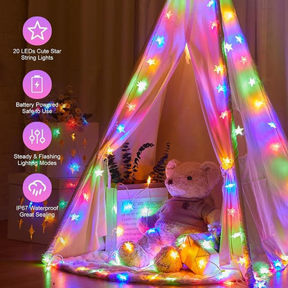 Minetom Star String Lights Battery Operated - 17 ft 50 LED Star Fairy String - Image 4