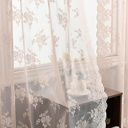 Kotile Blush Floral Sheer Curtains - Image 5