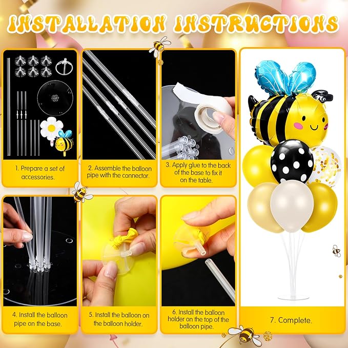 Sumind 2 Set Bee and Daisy Flower Balloon Stand Kit, Honey Bee Balloon - Image 4