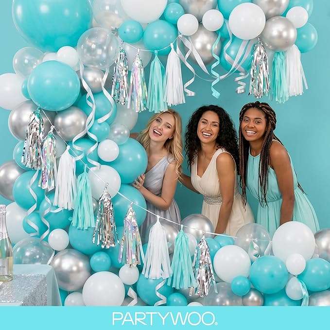 PartyWoo Teal Balloons 100pcs Turquoise Dark Teal Color 5 Inch | 36 18 12 10 5 - Image 5