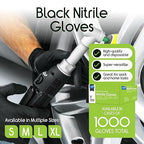 Inspire Case of 1000 Nitrile Gloves | THE ORIGINAL Quality Black Disposable Glove Latex Free | 4.5 Medical Cooking Cleaning Mechanic (Black Size Medium)