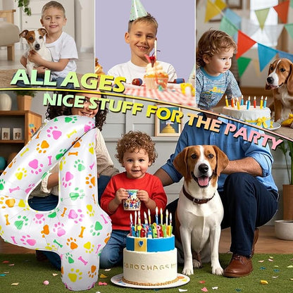 40 Inch Multi-color Dog Paw Balloons, Numeral 4 Birthday Balloons - Image 5