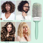 Eagle Fortress Round Brush for Blow Out, Thermal Ceramic Hair Brush for Blow Drying with Ionic Bristle for Professional Blowout Brushing - Green, 53mm