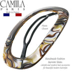 Camila Paris CP3355 French Hair Barrette Clip for Women, Handmade, Onyx, Slide-in Metal-Free Closure, Strong Hold Grip Hair Clips for Girls, No Slip Durable Styling Hair Accessories, Made in France