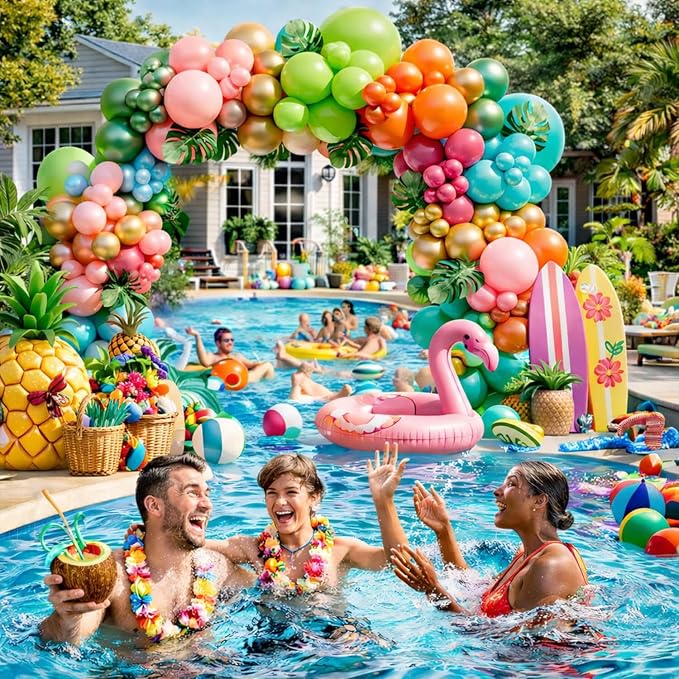Flamingo Hawaiian Tropical Balloon Garland Arch Kit - Image 9