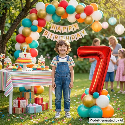 Red Number 7 Balloon 40 Inch, Foil Numeral - Image 3