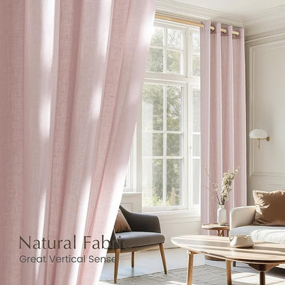 NICETOWN Linen Blush Pink Curtains - Image 5