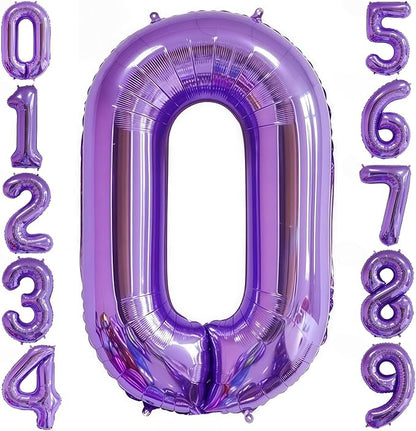 Purple 0 Balloon Number, 40 Inch Number 0 Balloon Big Purple 0 Foil Mylar by BBPOOL