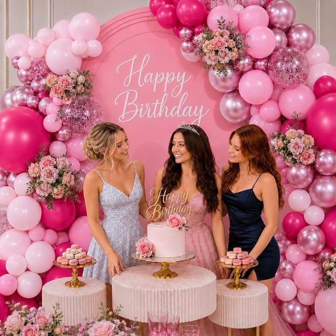 Pink Balloon Garland Arch Kit 156 Pcs Different Sizes 18 12 10 5 Inch Hot Pink - Image 3