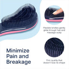 Crave Naturals Glide Thru Hair Brush - Detangler Brush for Curly, Straight, Wet or Dry Hair - Gentle Detangling Brushes for Adults, Kids, Toddlers - Hair Accessories for Women, 7.5x3 - Pink