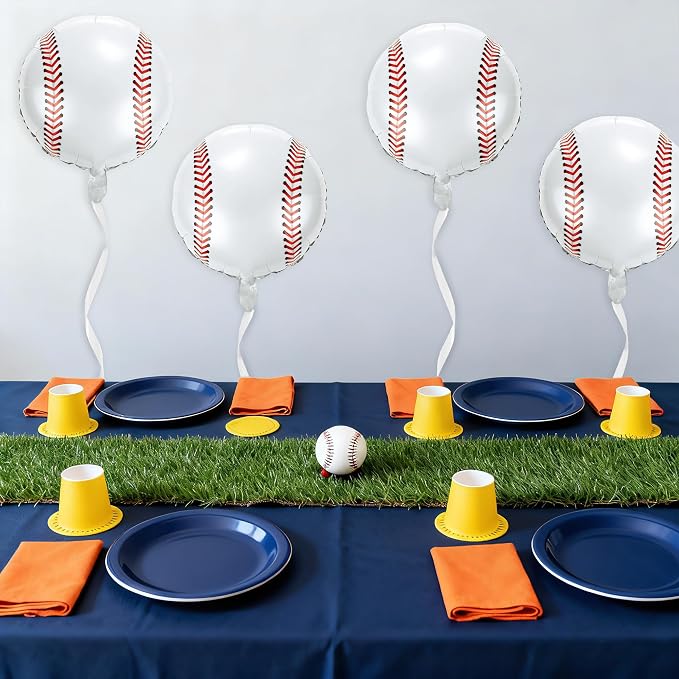 Fovths 12 Pieces Inflatable Baseball Balloons 18 Inches Baseballs Foil Balloons - Image 5