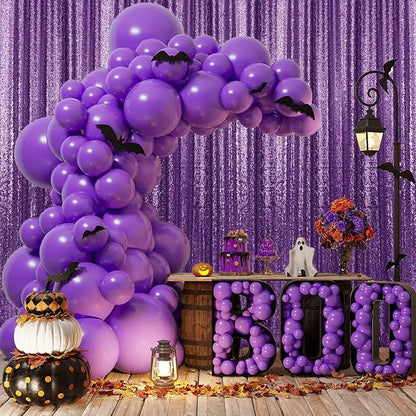 2×8FT-6PCS Purple Sequin Backdrop Curtains Panels, Photography Backdrop Glitter - Image 2
