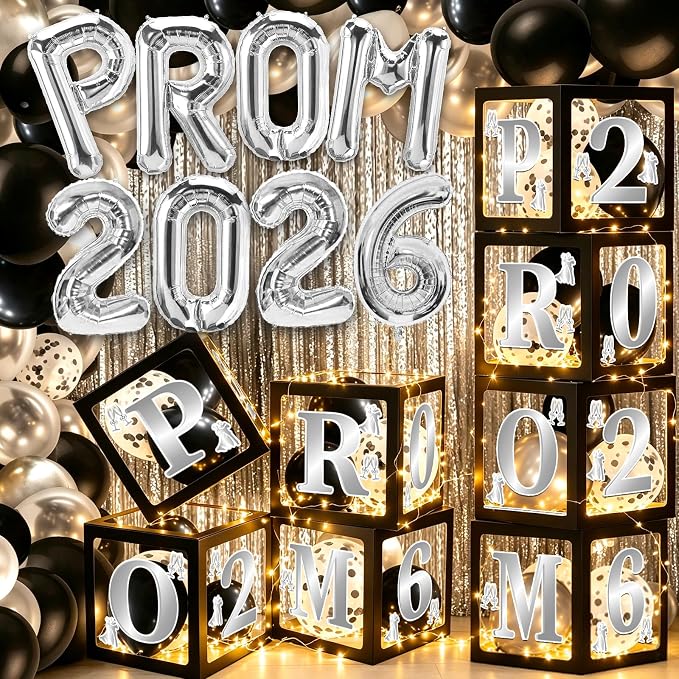 100Pcs Black and Silver Prom Decorations 2026 by Yavxzvbw