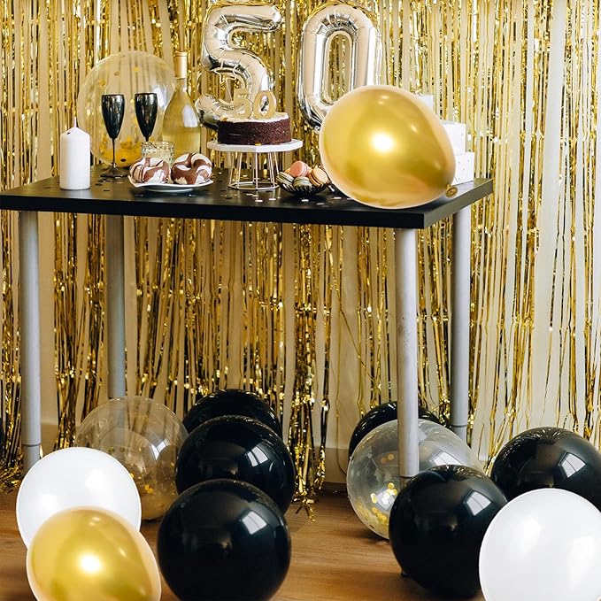 68Pcs Black White Gold Balloons - Image 5