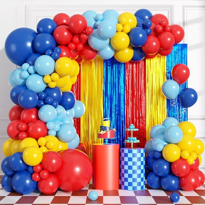 Red Blue Yellow Balloon Arch Garland Kit Birthday Party Decorations | Video by Payolorn