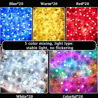 100Pcs Balloon Lights with Short Hanging Strings, 5 Mix Colors Mini LED Light - Image 2