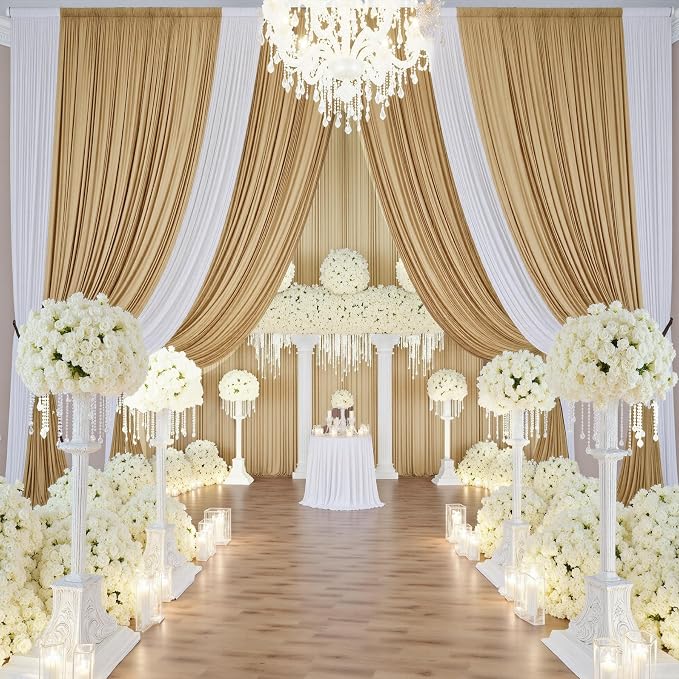 30ft×14ft Long Champagne Backdrop Curtain - Image 8