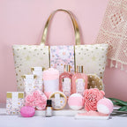 Spa Luxetique Gift Baskets for Women, Dasiy Dream Scented 15pcs Bath Gift Sets with Shower Gel, Hand Cream and Tote Bag, Mother's Day Gifts for Mom