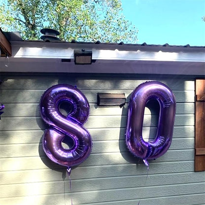 80th Birthday Balloons Purple for Women, 40 Inch Giant Purple Mylar Foil Number - Image 3