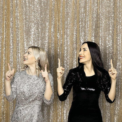 JYFLZQ Champagne Sequin Backdrop Curtains 8ft x 8ft 1 Panel Glitter Photo Booth - Image 3