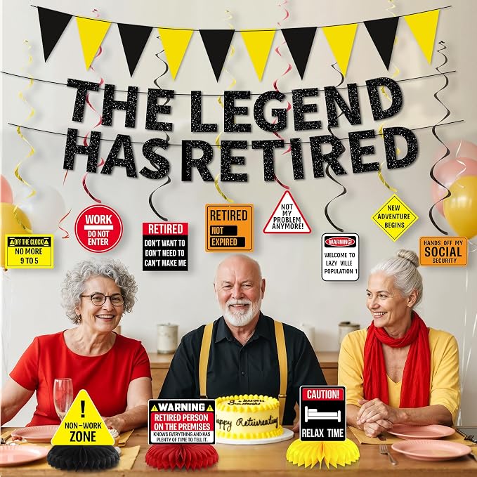 Roetyce Retirement Party Decorations, Caution Legend Has Retired Banner | Black - Image 5