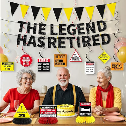 Roetyce Retirement Party Decorations, Caution Legend Has Retired Banner | Black - Image 5