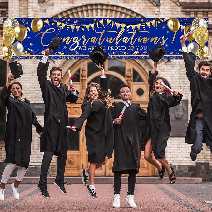 Graduation Decoration Banner Blue and Gold Graduation 2026 Banner Sign Gold - Image 5