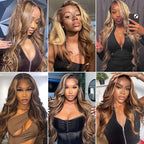 13x4 Highlight Ombre Lace Front Wig Human Hair Pre Plucked 4/27 Honey Blonde HD Transparent Colored Lace Frontal Wigs For Women with Baby Hair 200% Density Body Wave Lace Front Wig (16 Inch)