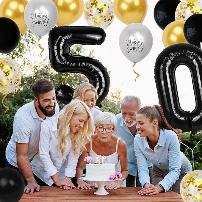 50th Birthday Decorations for Men Women, 40 inch 50 Balloon Numbers - Image 3