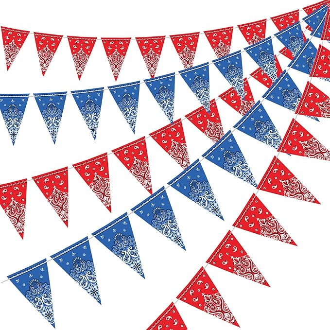 Boao 5 Pack Western Cowboy Party Decorations Bandana Pennant Banner Wild West by Boao