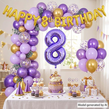 Purple Number 8 Balloon 40 Inch, Giant Lavender Mylar Foil Number 8 - Image 3